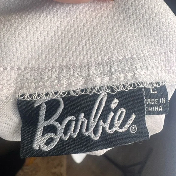 Barbie womens Jersey in White with Pink Accents - Picture 3 of 3